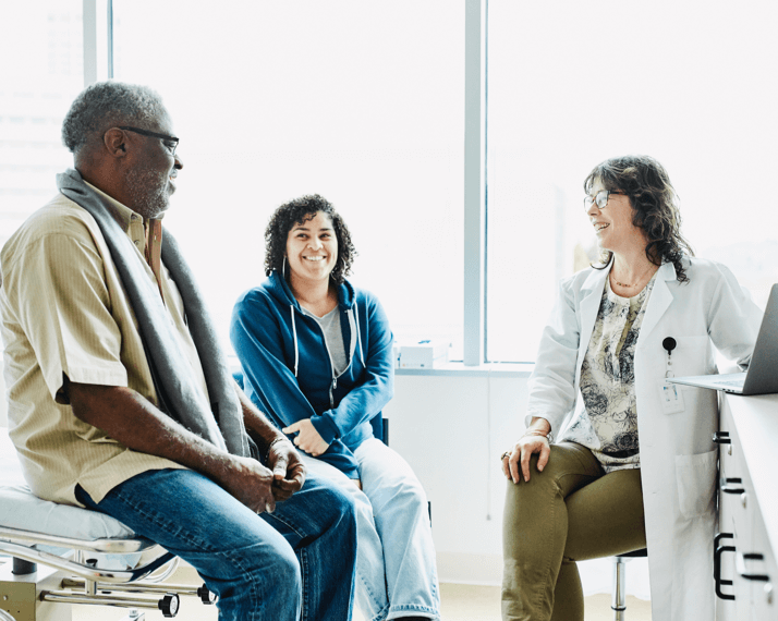 Patient talking to his doctor.