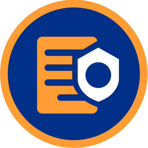 Paper and badge icon.